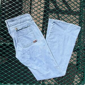 Y2K Just USA Light-wash Flare Low Rise